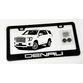 Gearhead Frames GMC Denali Black Metal License Plate Frame with Screws and Caps
