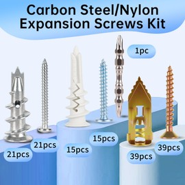 YOJEAR 150+1PCS Drywall Screws, Zinc Nylon Gypsum Board Expansion Anchor Kit, Self-Drilling Wall Anchors with Plastic Plug, Assorted 3 Sizes for Easy Installation