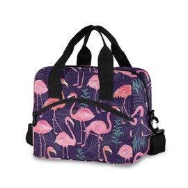 Tropical Flamingos Insulated Lunch Bag Reusable Lunch Tote Bag Lunch Box for Women Men Adult Cooler Bag with Adjustable Shoulder Strap Leakproof for Work School Picnic