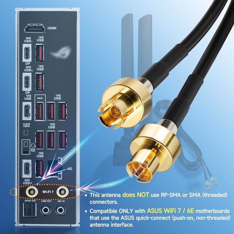 Eightwood WiFi 7 Gaming Motherboard Antenna for ASUS PC, Magnetic