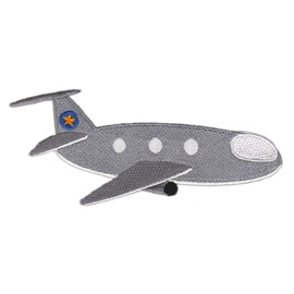 Aeroplane Grey Embroidered Patch for Iron-On or Sew On Clothes Embroidered Iron-On Patch Applique Patch Size 10 x 6 cm