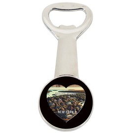 Shelter Island New York Travel Souvenir Destination Heart Shape Design Magnetic Bottle Opener Single