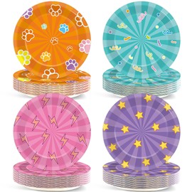 48 PCS Cat Hero Birthday Party Paper Plates Cute Kitten themed Decoration Disposable Dessert Plate with Pet Accents Claw Heroes Tableware Set for Boy Girl Birthdays Baby Showers Dollhouse Supplies