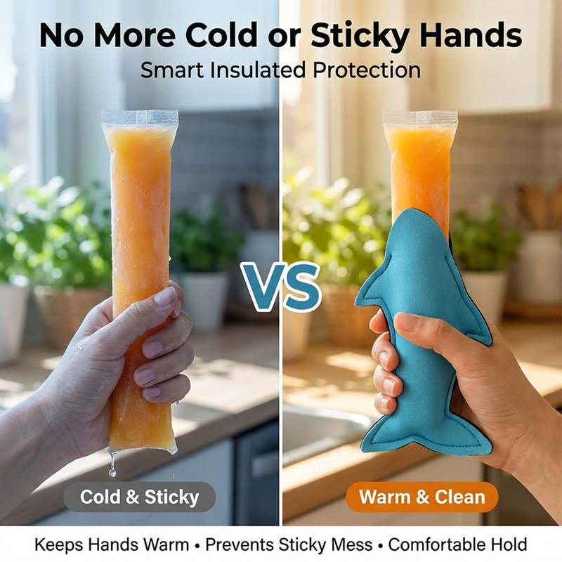 8-Pack Silicone Popsicl-e Holders & Ice P-op Sleeves
