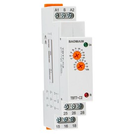 Baomain Multi-Function Time Relay, 16A/AC250V, Delay Off 2 SPDT, DIN Rail Mounting Timer Relay TBT7-C2 (2-SPDT, 200-240VAC)