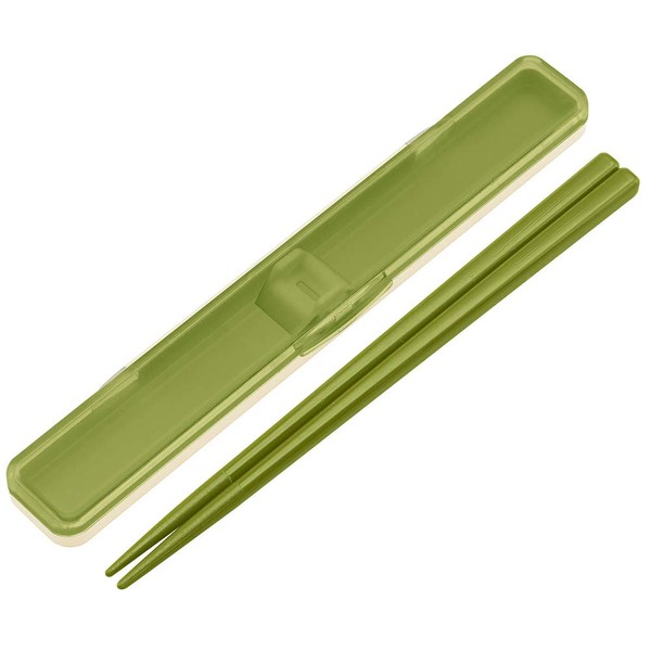 Skater ABC3AG Ag+ Silver Ion Chopsticks and Case Set, 7.1 inches (18 cm), Antibacterial, Retro French, Green, Made in Japan