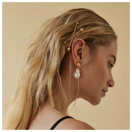 Andelaisi Vintage Metal Hairclip Pin Beaded Hairpin Barrette French Metal Bobby Pins Metal Gold Hairpin Decorative Minimalist Side Clip Hairpin Hair Accessories for Women Headdress(Bead)