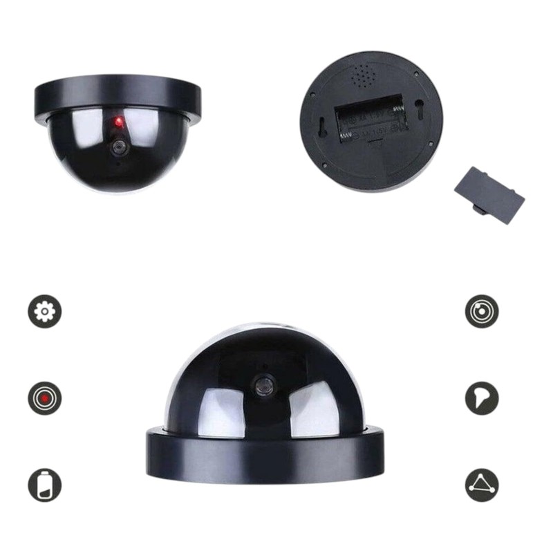 Dummy Dome Security Camera with Flashing Red LED Light Indoor