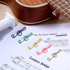 Outus 100 Pcs Music Paper Clips 6 Colors Treble Clef Paper Clips Christmas Music Teacher Gifts Metal Musical Notes Clip for Christmas Desk Bookmark Office School Notebook
