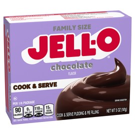 Jell-O Cook & Serve Chocolate Flavor Pudding & Pie Filling Mix, Family Size, 5 oz Box (Pack of 4)
