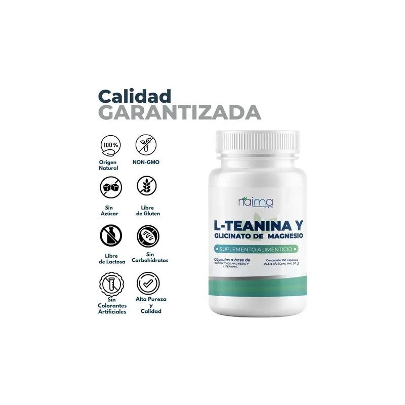 L- Teanina Y Glicinato De Magnesio 500 Mg -200 Cápsulas