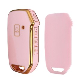 Rilnaewn Keyless Entry Systems for Kia Key Fob Cover Fits for Kia Cerato Ceed Forte NIRO Sorento Seltos Sportage Soul Telluride Remote Key (Pink-Gold)