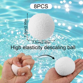 BOXOB 8pcs Hot Tub Scum Absorber, 2.95 Inch Reusable Sponge Scum Eliminating Ball White Pool Absorbing Ball Plunge Cleaning Tool for Bathtub Swimming Pool, Strong Adsorption