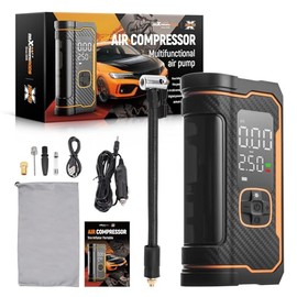 maXpeedingrods Tire Inflator Portable Air Compressor Air Pump Cordless for Car, Bike, Motorcycle, Ball, with Digital Pressure Gauge, LED Light and Auto Shut-Off Function