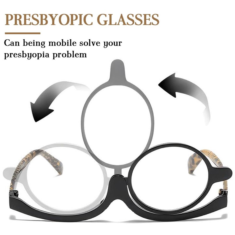 DWFEYOI Makeup Glasses, Rotating Single Lenses Makeup Glasses, Rotating Makeup