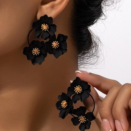 Flower Earrings for Women Daisy Earrings Dainty Hoop Stud Earrings Flower Dangle Drop Earrings Boho Acrylic Earrings Jewelry Gifts for Women