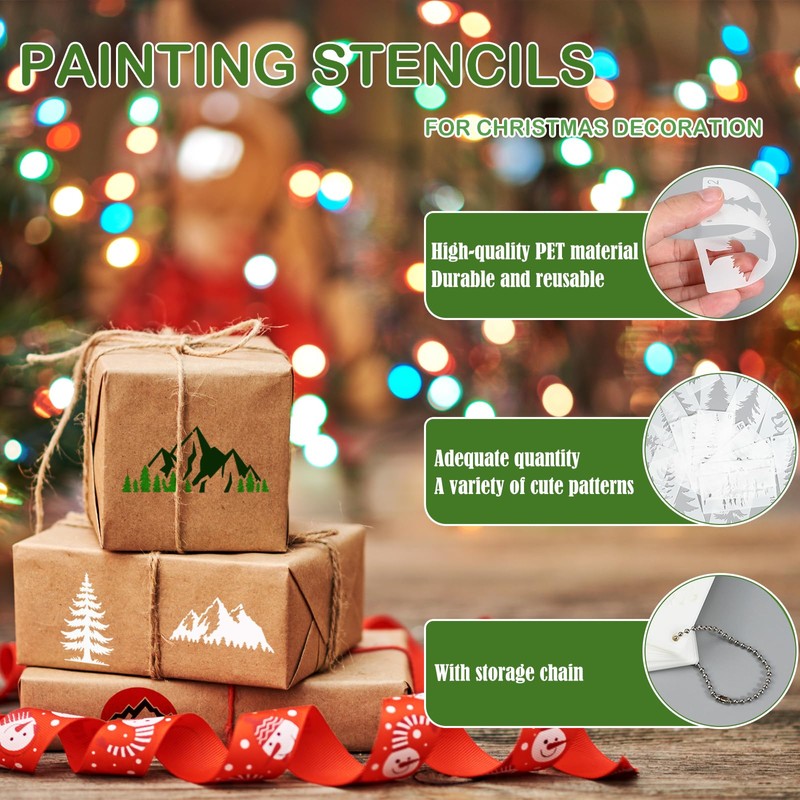 OOTSR 50Pcs Mountain Tree Painting Stencils for Craft Reusable, 2"x4"