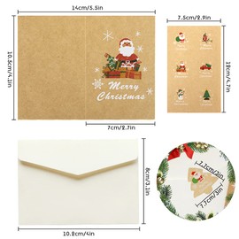Aurasky Christmas Cards with Envelope Set, Cards Christmas, 24 Pieces Folding Cards Christmas Card Postcard, Christmas Postcard for Family, Friends