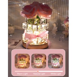 Lámpara de mesa LED de girasol con luz regulable, recargable por USB, táctil, para decoración del hogar, ideas de regalos (Rosas Rosas)