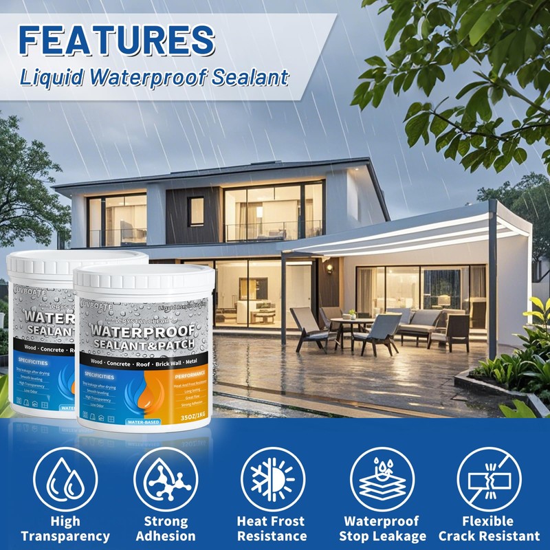 Liquid Waterproof Sealant 70oz Clear, LUVBOATE Transparent Waterproof Coating Water-Based
