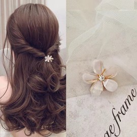 EZ PEACH Flower Flower Mini Hair Claw Mini Hair Accessories, Ladies, Hair Clip, Small, Hairpin, Hair Ornament, Small, Bob, Cute, Accessories, Set of 4 (A)