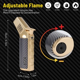 Kitchen Cooking Butane Torch Lighter with Safety Lock ，Lock Fire Function, Extra-Long Flame, Powerful and Adjustable, Refillable Multi-Functional Torch，BBQ, Baking, Welding (Butane Gas Not Included)