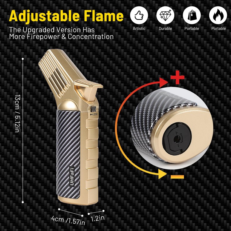 Kitchen Cooking Butane Torch Lighter with Safety Lock ，Lock Fire