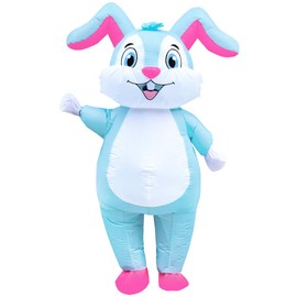 Farshine Inflatable Bunny Costume Adult, Blue Bunny Inflatable Costume, Full Body Rabbit Blow Up Costumes, Rabbit Costume For Men Women Easter Themed Parties