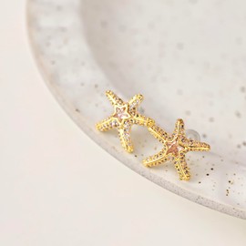Qinasi Gold Starfish Beach Boho Dangle Earrings - Hypoallergenic, Waterproof, Trendy Summer Jewelry for Women Vacation & Gifts