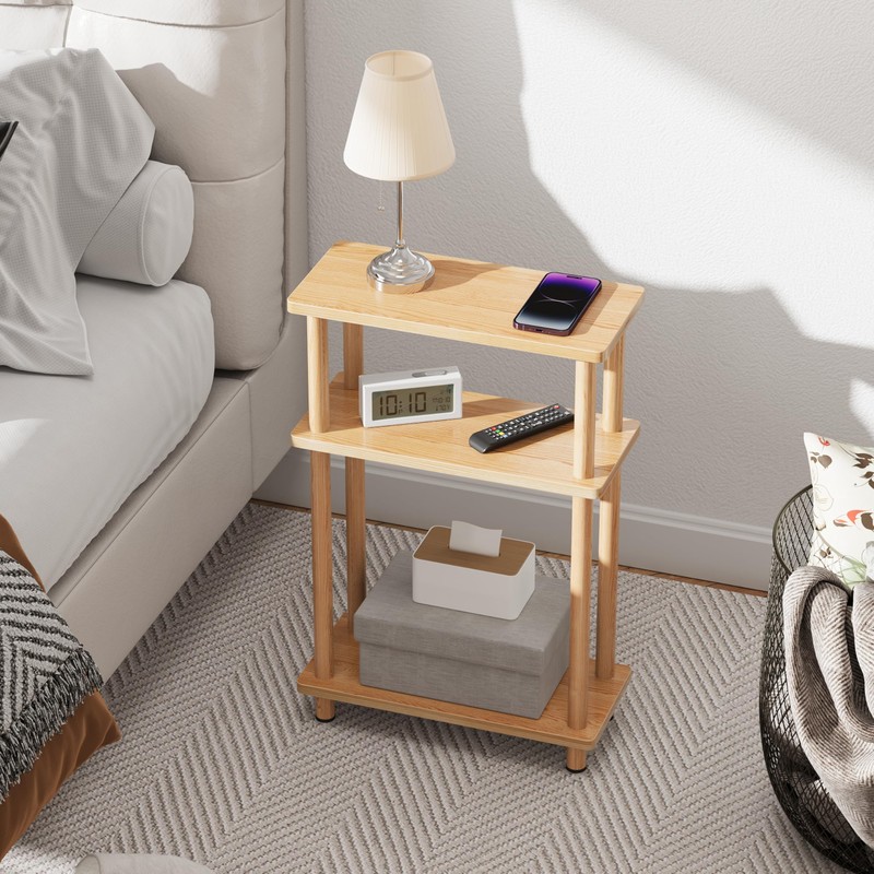Apicizon Small Narrow Side Table, 3-Tier Skinny End Table for