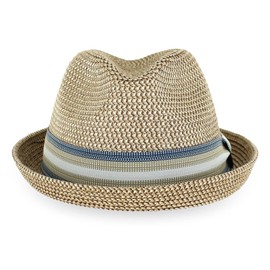 Belfry Men/Women Summer Straw Pork Pie Trilby Fedora Hat in Blue, Tan, Black, Tan, XX-Large-3X-Large