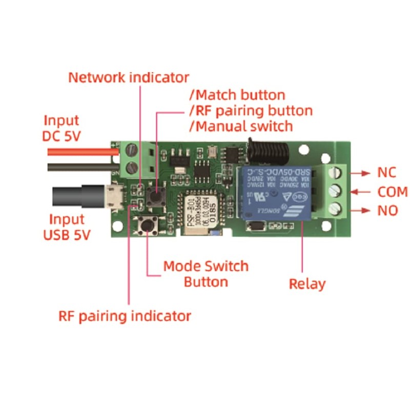 MHCOZY Updated WiFi Wireless Smart Switch Inching Self-Locking Relay Module,Set
