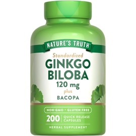 Nature's Truth Ginkgo Biloba 120mg with Bacopa - 200 Capsules
