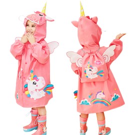 Kids Raincoat Boys Girls Toddler Rain Poncho Waterpoof Rain Jacket Children Cartoon Rainwear 2-3 Years