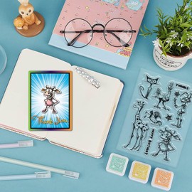 GLOBLELAND Funny Mutated Animals Clear Stamps and Cartoon Animals Cutting Dies Set for DIY Scrapbooking Cards Making Decorative Photo Album Notebook
