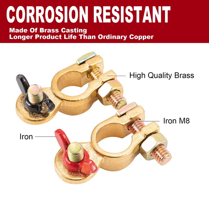 CZC AUTO Battery Terminals Solid Brass Clamps Connectors with Color