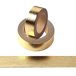 Cinta Washi de Lámina, 2 Rollos 5/8" x 393 Pulgadas (15mm*10M) Cinta Washi, Cinta Adhesiva de Lámina para Manualidades, Álbum de Recortes, DIY, Decorativa (Dorada)