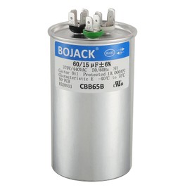 BOJACK 60/15 uF 60+15 MFD 370/440 VAC CBB65B Dual Run Start Round Capacitor for Condenser Straight Cool or Heat Pump Air Conditioner or AC Motor and Fan Starting
