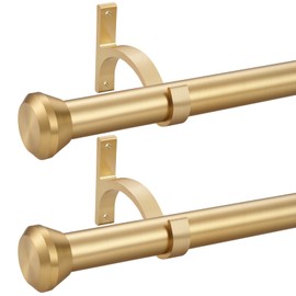 2 Pack Telescoping Curtain Rods, Side Curtain Rods 1Inch Diameter Drapery Rods 12-20Inch Length Adjustable Rod with Brackets Window Treatment-Warm Gold