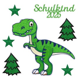 BOFUNX Pack of 7 School Cone Patches Dinosaur Stars Sew-On Patches Iron-On Patches Children's Iron-On Patches for School Cone School Bag Clothing