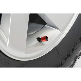 iPick Image for Jeep Grill in Black on Red Aluminum Cylinder-Style Tire Valve Stem Caps