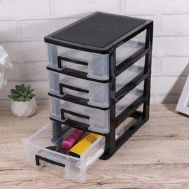 SEWACC Four Layer Plastic Storage Drawer Portable Drawer Type Closet Storage Cabinet Multifunction Storage Bins with Drawers Storage Box Organizer