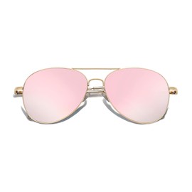 SOJOS SJ1030 Fashion Metal Frame Mirrored Lens Men Women Sunglasses with Spring Hinges, c3 gold frame/pink lens