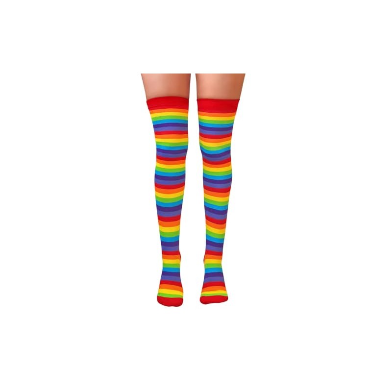 NuJake Rainbow Multicoloured Striped Over The Knee Socks Cotton Rich