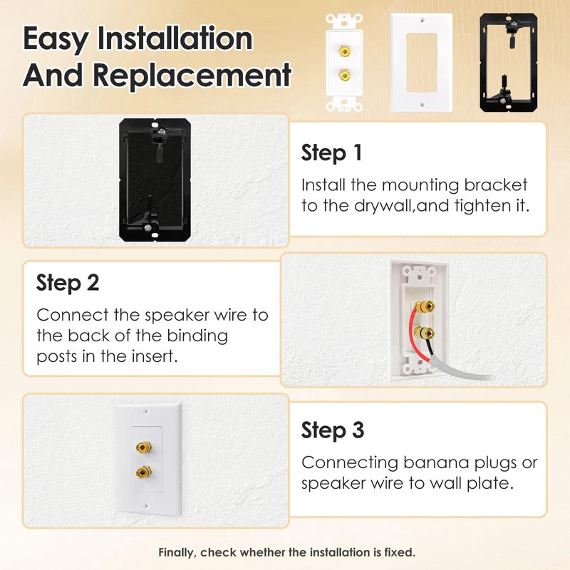 2 Pack 1.0 Speaker Wall Plates with Low Voltage Mounting