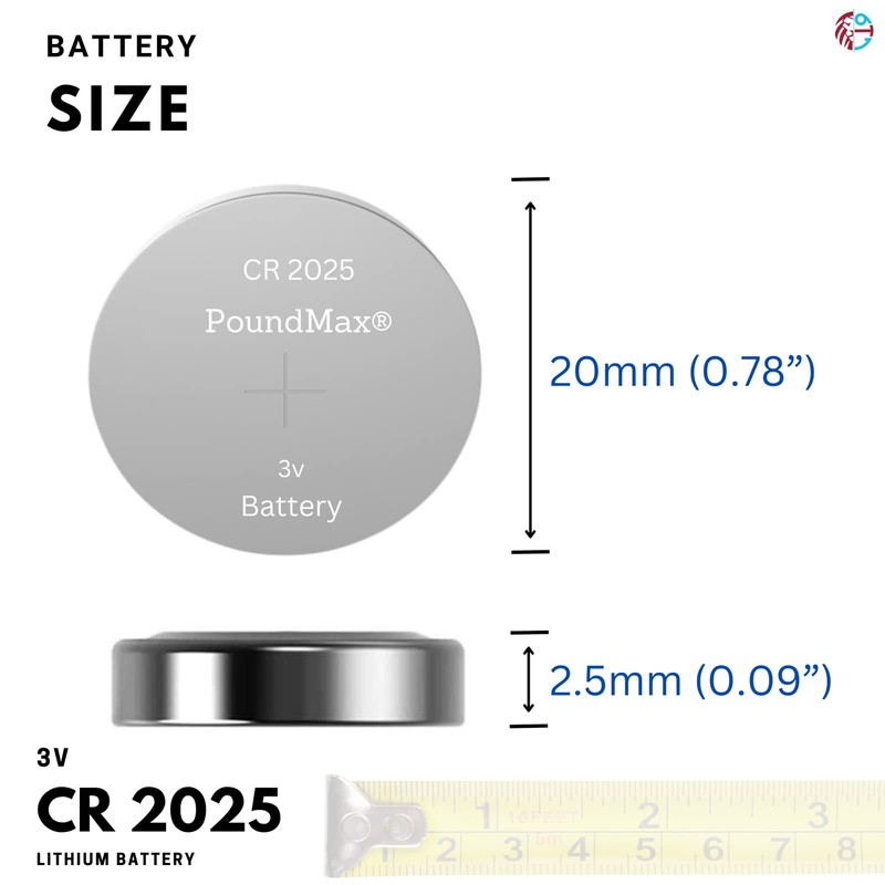 PoundMax CR 2025 Batteries 3v Lithium Button Cell Battery Combo