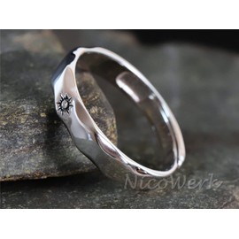 NicoWerk SRI670 Women's Silver Ring Sun 925 Sterling Silver Wavy Shiny Simple Band Ring Smooth Adjustable Open, Sterling Silver