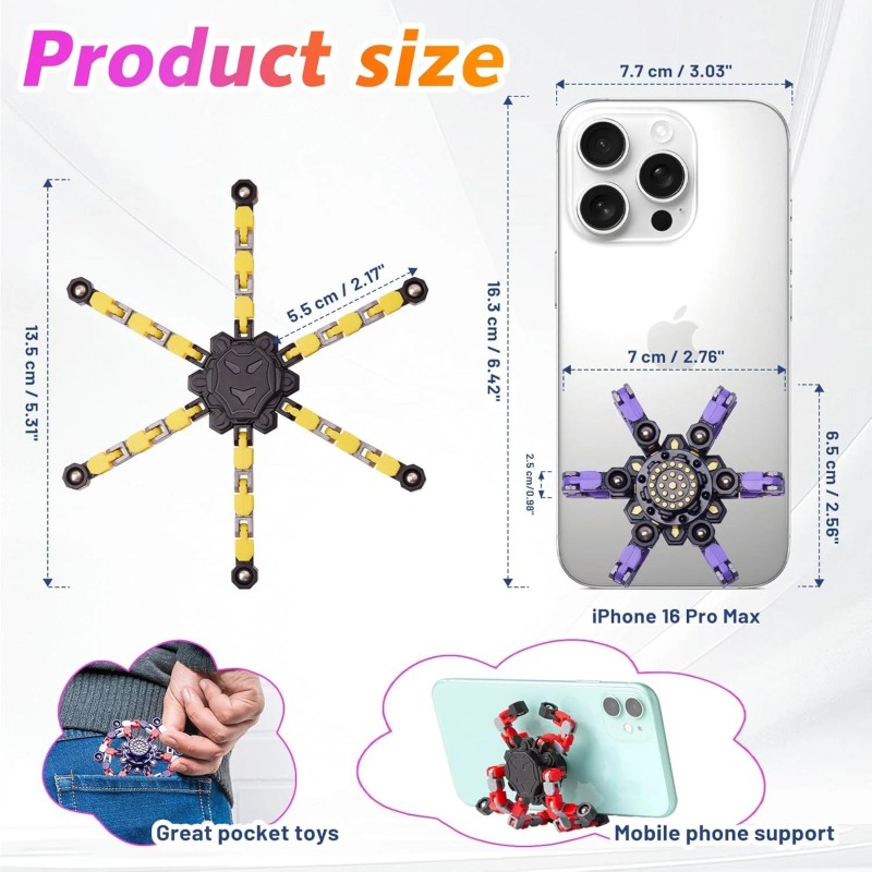 Gokeey 4 Pack Transformable Fidget Spinners Stress Relief