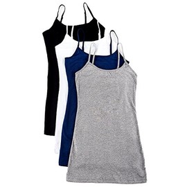 4 Pack Active Basic Women's Basic Tank Top (3X,Black/Gray/White/Navy)