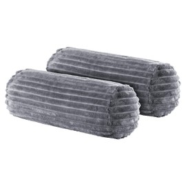 BaSaTex Pack of 2 Bolster Cushion Covers 15 x 40 cm Cashmere Touch Rip Cord | Bolster Cover Oeko-Tex Certified | 100% Microfibre Plush | Colour: Anthracite